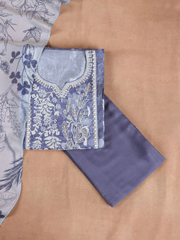 Libas - Mauve Embroidered Embellished Semi Stitched Suit (Set of 3)