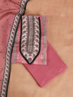 Libas - Pink Floral Print Lace Work Unstitched Suit (Set of 3)