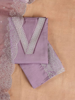 Libas - Purple Embroidered Unstitched Suit (Set of 3)