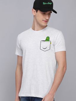 Free Authority - Rick & Morty Slim Fit Round Neck Lt Grey Melange T-shirt Men
