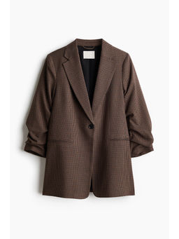 H&M - Women Brown Gathered-sleeve blazer