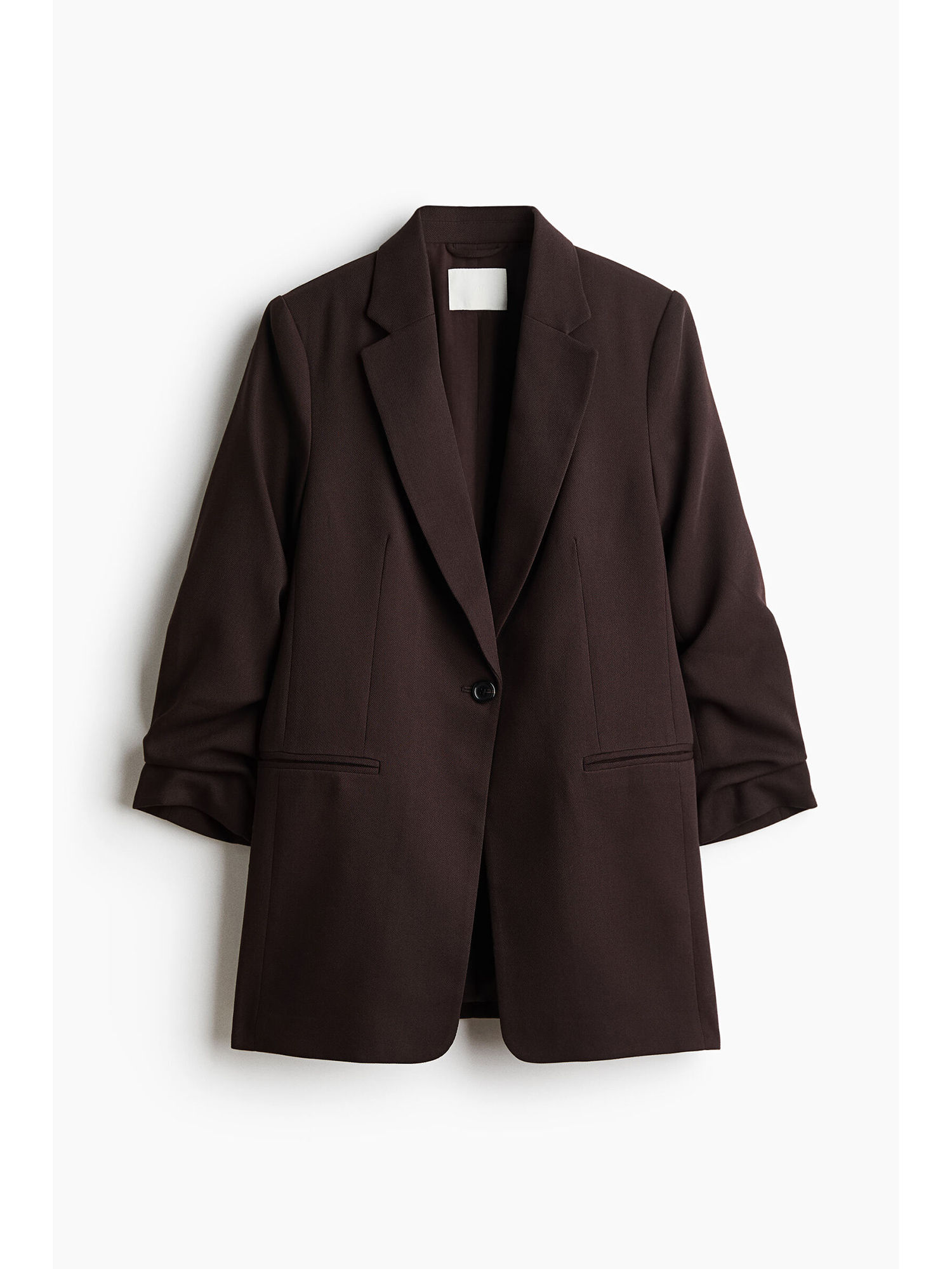 h&m Women Brown Gathered-sleeve blazer-picture-11
