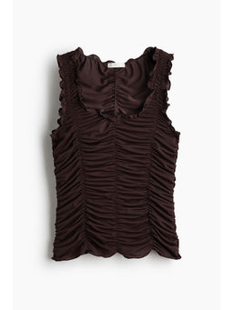 H&M - Women Brown Ruched Crape Top