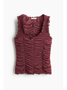 H&M - Women Red Ruched Crape Top