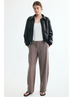 H&M - Women Beige Tailored Barrel Trousers