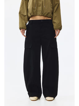 H&M - Women Black Barrel Cargo Trousers
