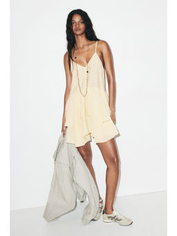 H&M - Women Yellow Tiered viscose-blend dress