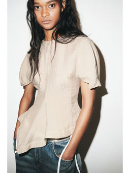 H&M - Women Beige Lyocell-blend handkerchief Top