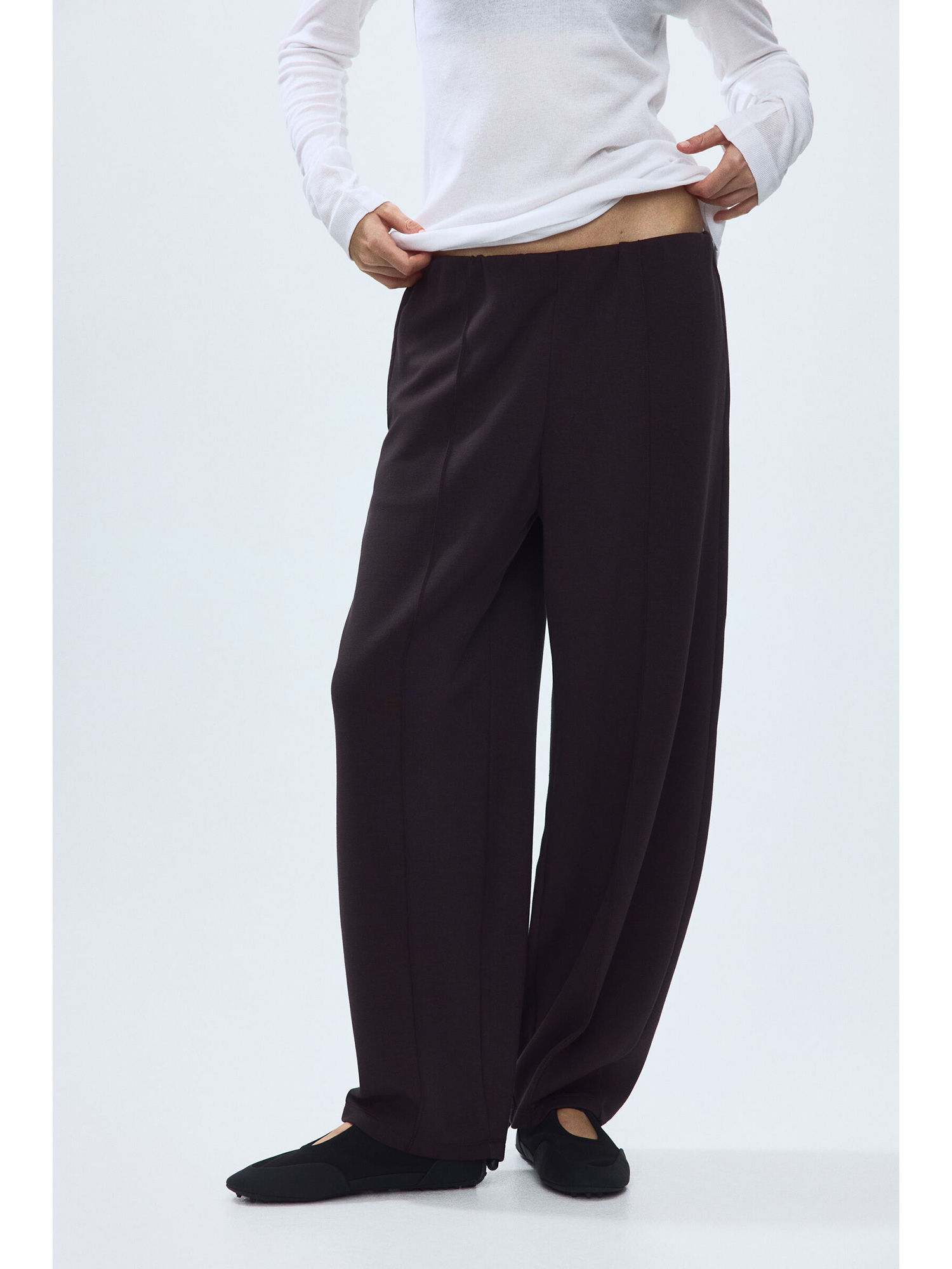 Women Brown Viscose-blend barrel trousers-image-48