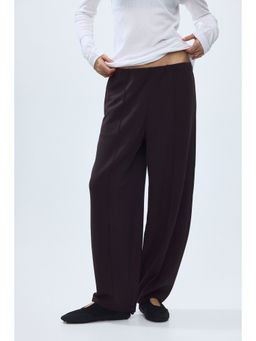H&M - Women Brown Viscose-blend barrel trousers