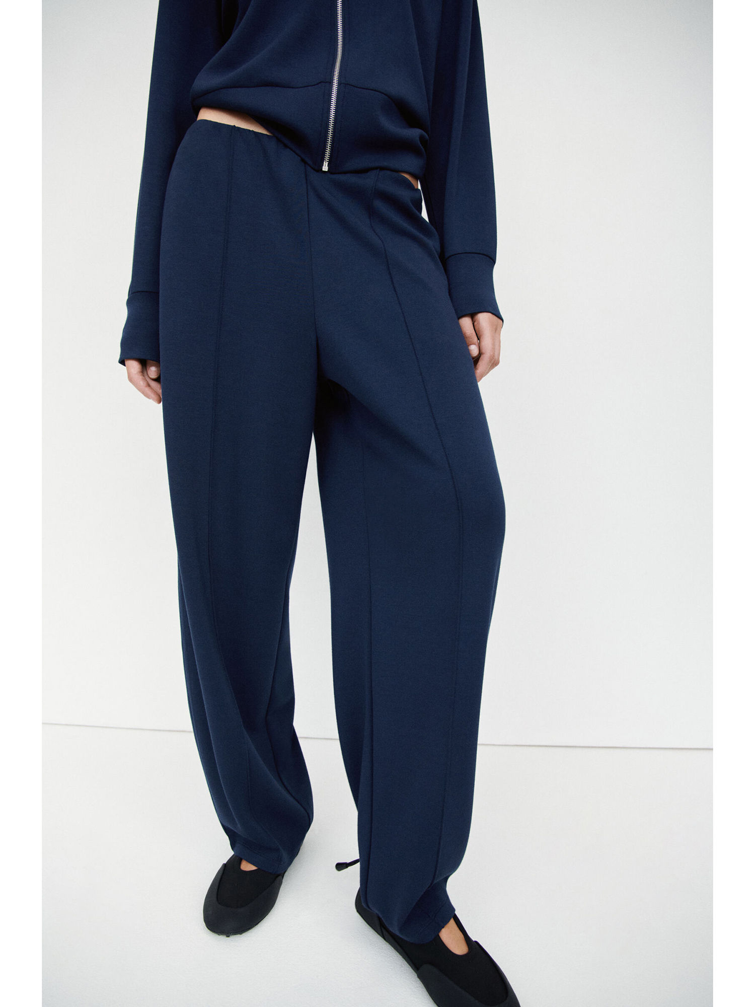 Women Blue Viscose-blend barrel trousers-image-47