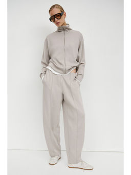 H&M - Women Beige Viscose-blend barrel trousers