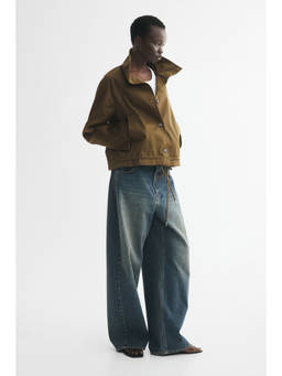 H&M - Women Green Funnel-collar twill jacket