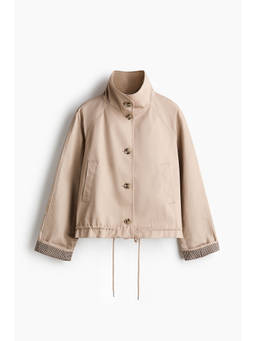 H&M - Women Beige Funnel-collar twill jacket