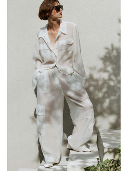 H&M - Women White Cargo Pull-On Trousers