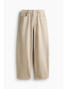 H&M - Women Beige Baggy Barrel Regular Waist Jeans