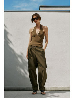 H&M - Women Olive Ponte di Roma halterneck top