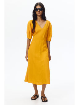 H&M - Women Yellow Linen-blend dress