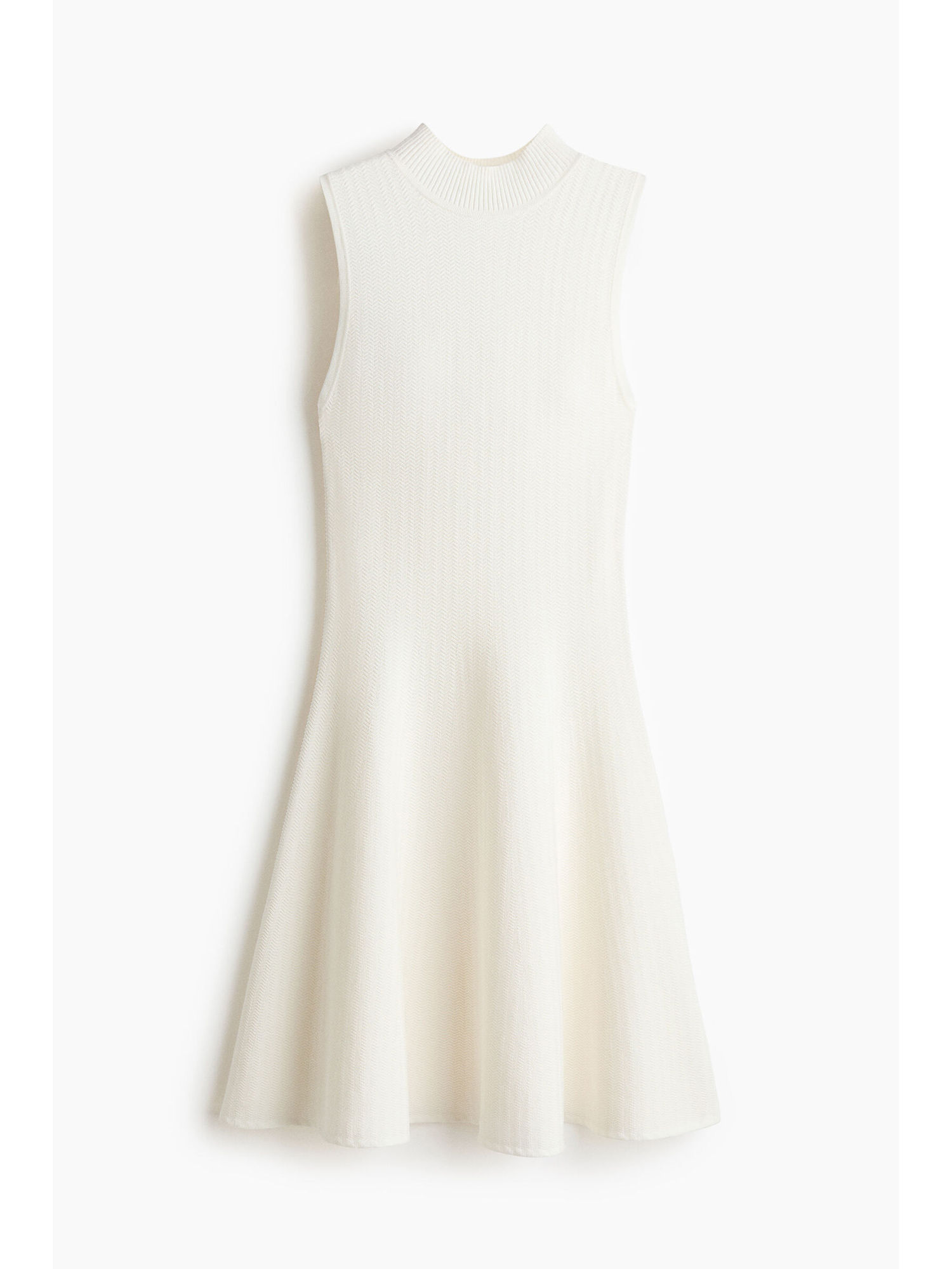 h&m Women White Knitted flared-skirt dress-picture-11