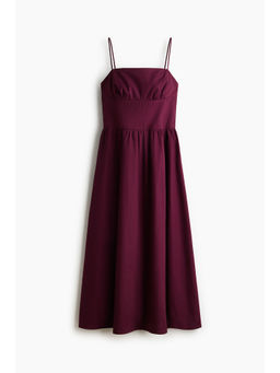 H&M - Women Red Flared-skirt poplin dress