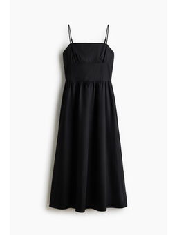 H&M - Women Black Flared-skirt poplin dress