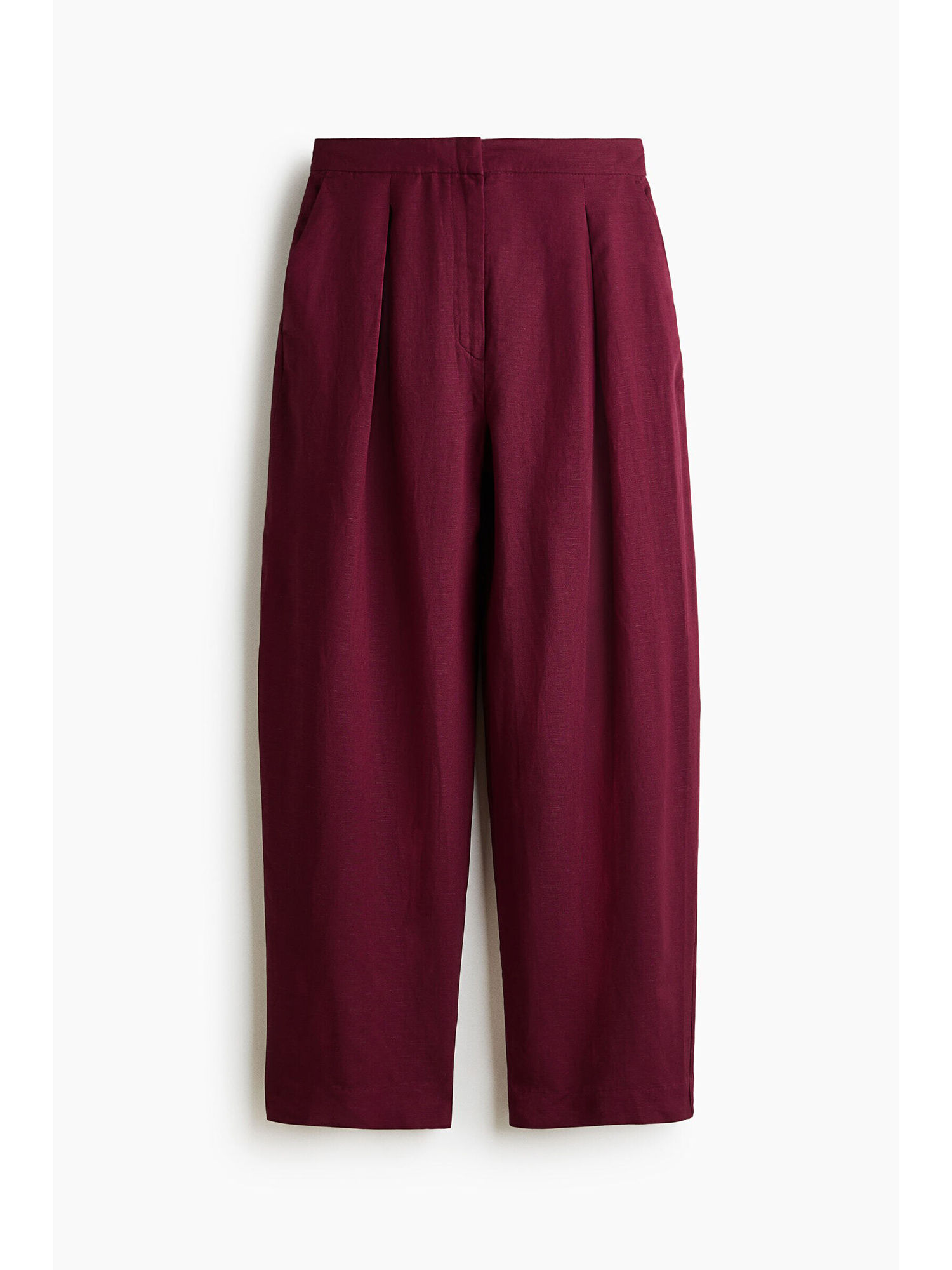 h&m Women Red Linen-blend barrel trousers-picture-23