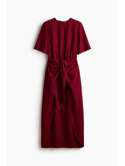 H&M - Women Red Draped-panel midi dress