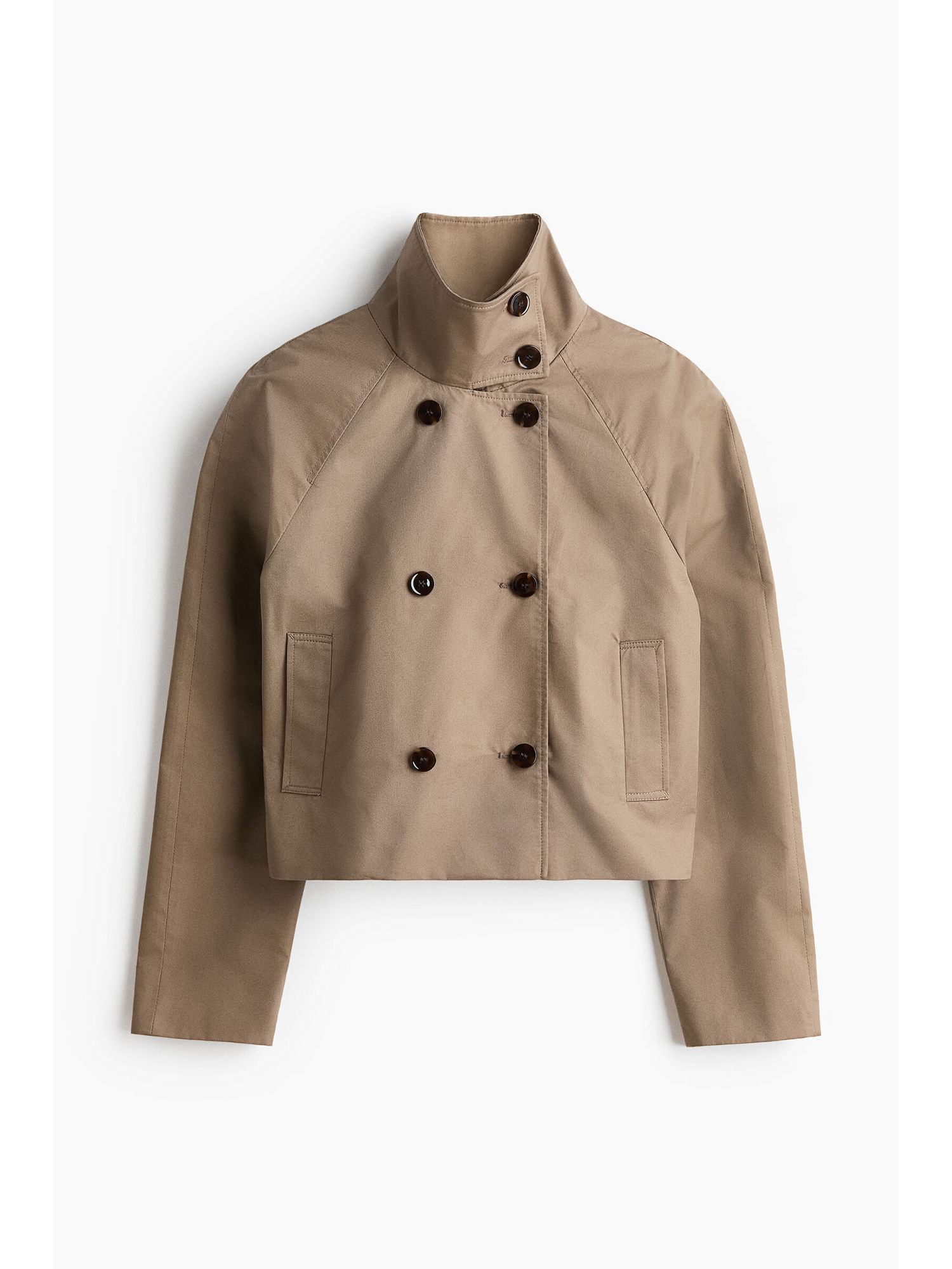 Women Beige Short trench coat-image-5