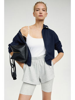 H&M - Women Navy Blue Jersey track jacket