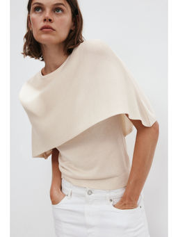 H&M - Women Beige Fine-knit cape top
