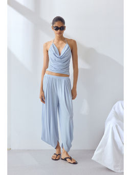 H&M - Women Blue Draped pull-on trousers