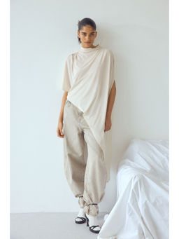 H&M - Women Beige Asymmetric Cape Top