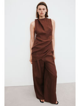 H&M - Women Brown Wide linen-blend trousers