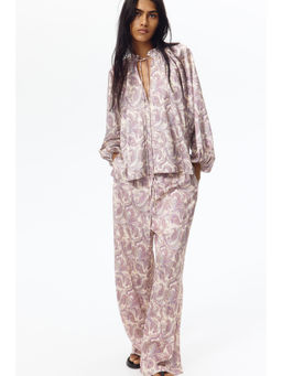 H&M - Women Purple Satin drawstring trousers