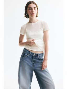 H&M - Women White Lace-Trimmed Layered Top