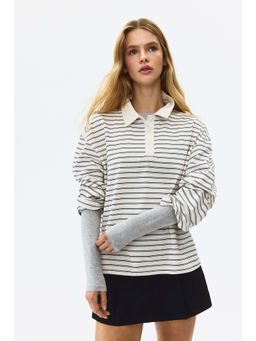 H&M - Women White Cotton polo shirt