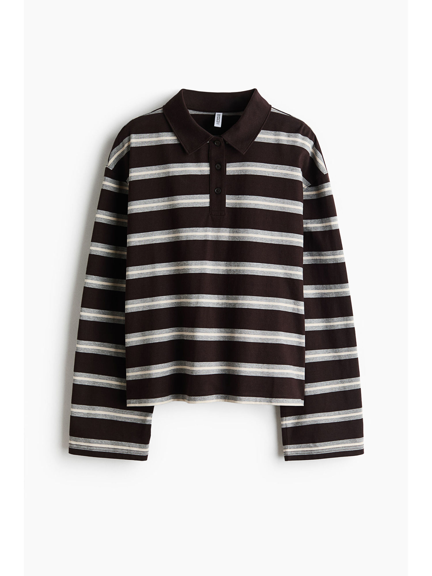 h&m Women Brown Cotton polo shirt-picture-17