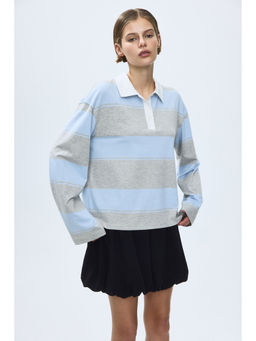 H&M - Women Blue Cotton polo shirt