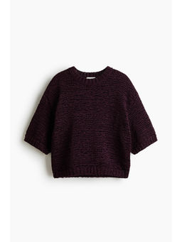 H&M - Women Purple Boxy-style knitted top