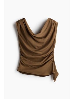 H&M - Women Beige Draped Cowl Neck Top