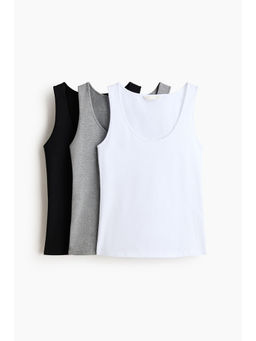 H&M - Women Multi-Color 3-Pack Cotton Vest Tops