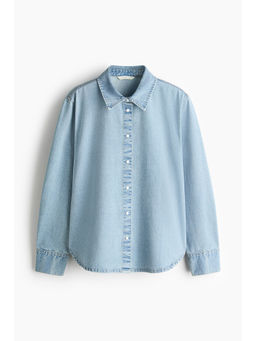 H&M - Women Blue Loose-fit denim shirt