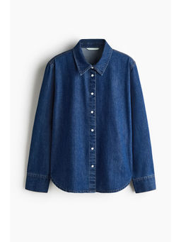H&M - Women Blue Loose-fit denim shirt