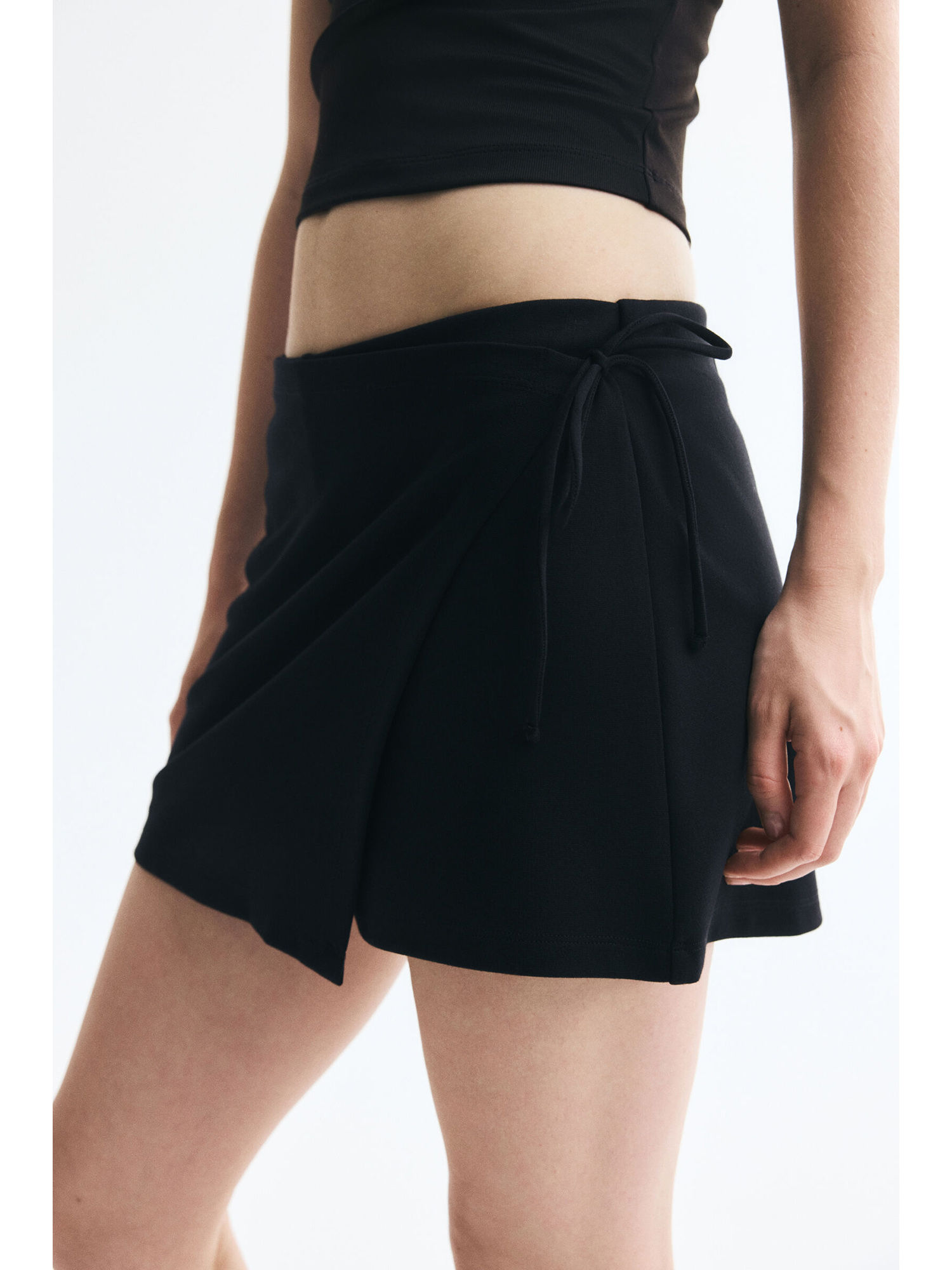 h&m Women Black Wrap mini skort-picture-10