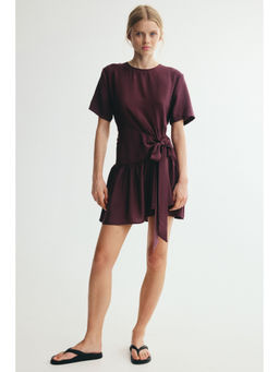 H&M - Women Red Tie-detail viscose-blend dress