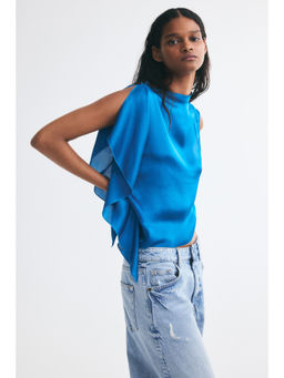 H&M - Women Turquoise Cape-detail viscose top