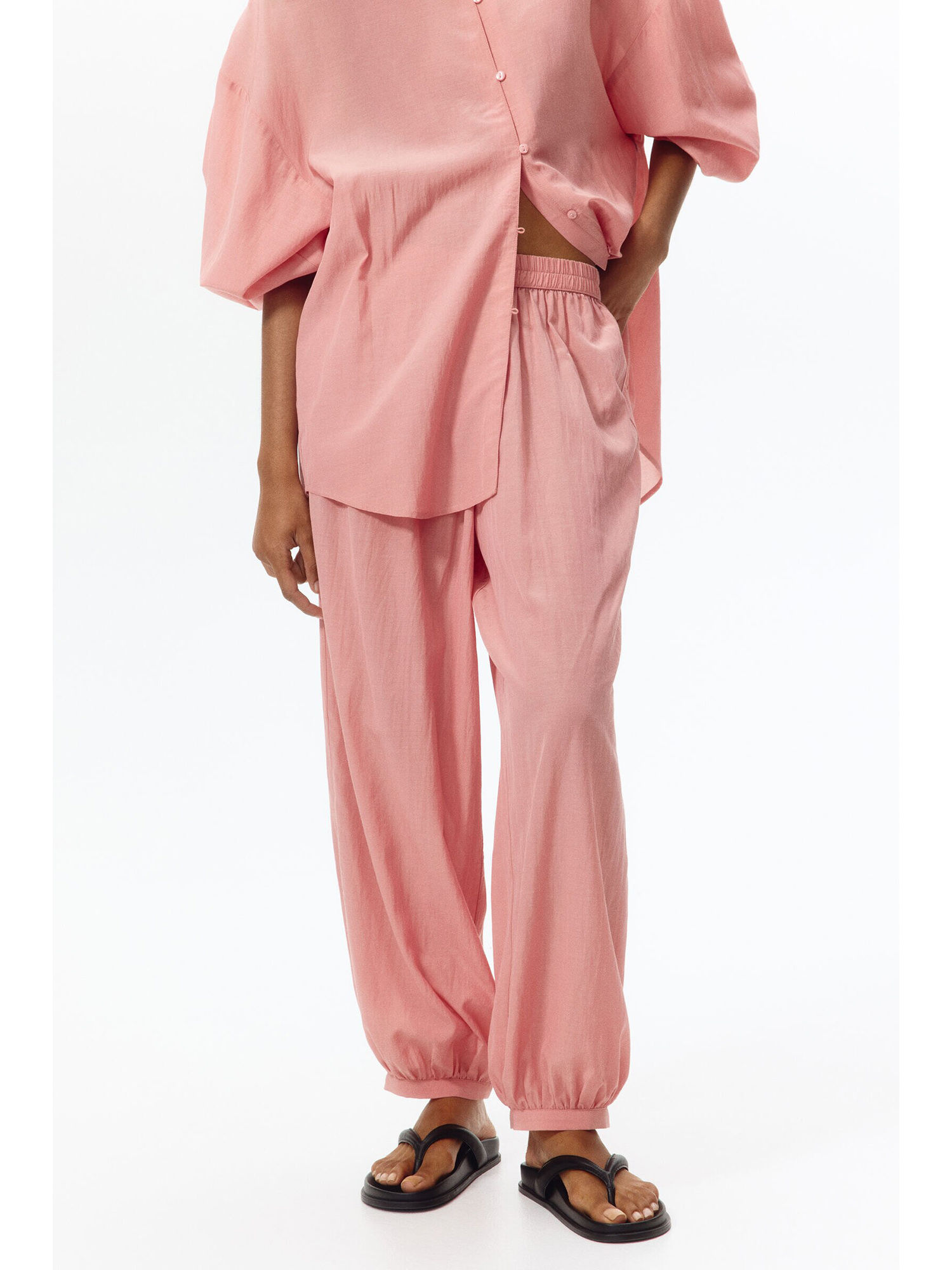 h&m Women Pink Viscose-blend balloon Joggers-picture-31