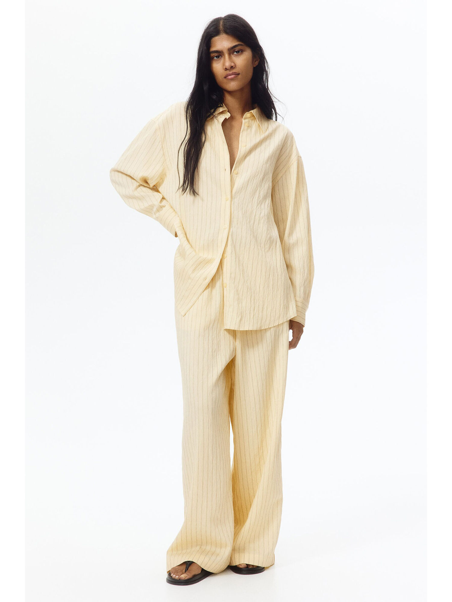 h&m Women Yellow Straight pull-on trousers-picture-26