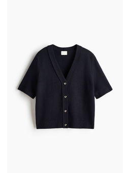 H&M - Women Navy Blue Short-sleeved cardigan