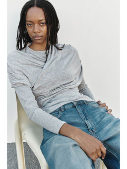 H&M - Women Grey Draped Viscose Top